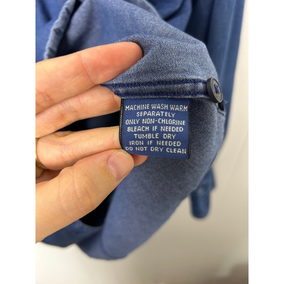 Facconable Womens Denim Shirt Button Down Long Sleeve Blue 100% Cotton Size L - Picture 5 of 7